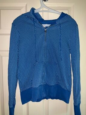 Blue White Polka Dot Old Navy Hoodie 50s Inspired